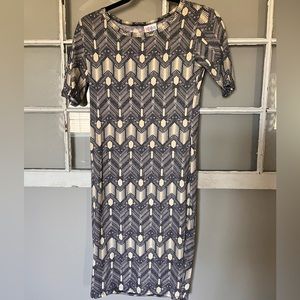 LuLaRoe Julia dress size XXS (size 0) BNWT blue cream print